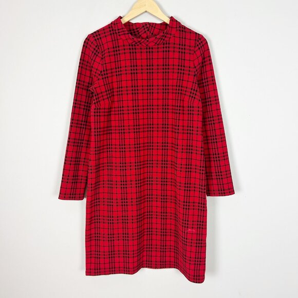 Talbots Sweater Dress Red & Black Plaid Holiday Classic Fall Size Small Women's - Picture 1 of 4